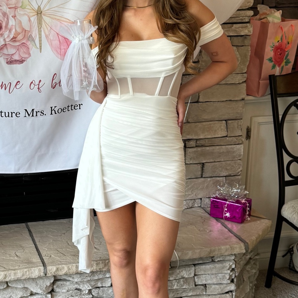 Hello Molly White Off-Shoulder Dress